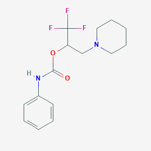 molecular formula C15H19F3N2O2 B3139561 2,2,2-trifluoro-1-(piperidinomethyl)ethyl N-phenylcarbamate CAS No. 477848-28-5