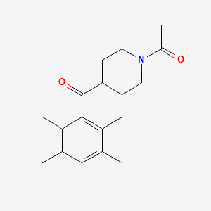 molecular formula C19H27NO2 B3139587 1-[4-(2,3,4,5,6-Pentamethylbenzoyl)piperidino]-1-ethanone CAS No. 477850-25-2