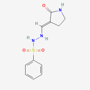 molecular formula C11H13N3O3S B3139591 N'-[(2-oxo-3-pyrrolidinylidene)methyl]benzenesulfonohydrazide CAS No. 477850-43-4