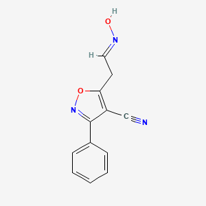 molecular formula C12H9N3O2 B3139605 5-[2-(Hydroxyimino)ethyl]-3-phenyl-4-isoxazolecarbonitrile CAS No. 477850-85-4