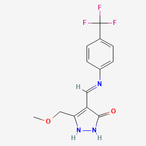 molecular formula C13H12F3N3O2 B3139612 5-(methoxymethyl)-4-{[4-(trifluoromethyl)anilino]methylene}-2,4-dihydro-3H-pyrazol-3-one CAS No. 477851-11-9