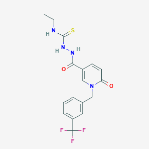 molecular formula C17H17F3N4O2S B3139667 N-ethyl-2-({6-oxo-1-[3-(trifluoromethyl)benzyl]-1,6-dihydro-3-pyridinyl}carbonyl)-1-hydrazinecarbothioamide CAS No. 477853-01-3