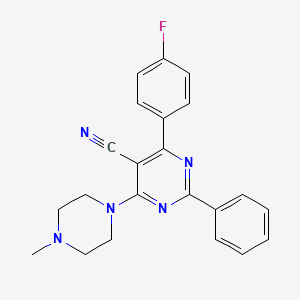 molecular formula C22H20FN5 B3139673 4-(4-Fluorophenyl)-6-(4-methylpiperazino)-2-phenyl-5-pyrimidinecarbonitrile CAS No. 477853-94-4
