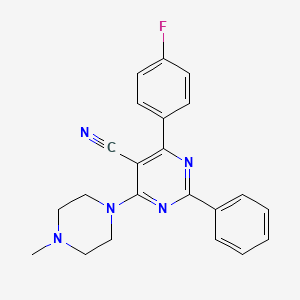 molecular formula C22H20FN5 B3139673 4-(4-氟苯基)-6-(4-甲基哌嗪基)-2-苯基-5-嘧啶甲腈 CAS No. 477853-94-4