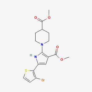 molecular formula C17H19BrN2O4S B3139682 Methyl 1-[5-(3-bromothiophen-2-yl)-3-methoxycarbonyl-1H-pyrrol-2-yl]piperidine-4-carboxylate CAS No. 477854-10-7