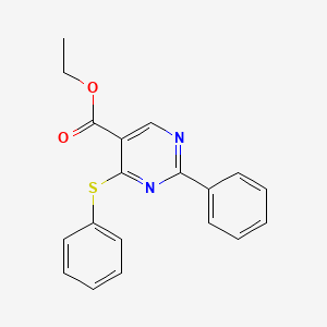 molecular formula C19H16N2O2S B3139689 2-苯基-4-(苯硫基)-5-嘧啶甲酸乙酯 CAS No. 477854-50-5