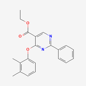 molecular formula C21H20N2O3 B3139722 Ethyl 4-(2,3-dimethylphenoxy)-2-phenyl-5-pyrimidinecarboxylate CAS No. 477854-79-8