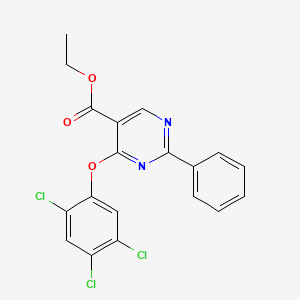 molecular formula C19H13Cl3N2O3 B3139730 Ethyl 2-phenyl-4-(2,4,5-trichlorophenoxy)pyrimidine-5-carboxylate CAS No. 477854-82-3