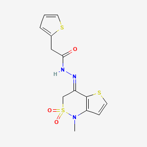N-[(E)-(1-methyl-2,2-dioxothieno[3,2-c]thiazin-4-ylidene)amino]-2-thiophen-2-ylacetamide