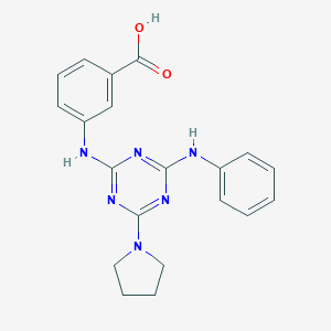 molecular formula C20H20N6O2 B313977 3-[(4-Anilino-6-pyrrolidin-1-yl-1,3,5-triazin-2-yl)amino]benzoic acid 