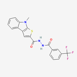 molecular formula C20H14F3N3O2S B3139772 8-methyl-N'-[3-(trifluoromethyl)benzoyl]-8H-thieno[2,3-b]indole-2-carbohydrazide CAS No. 477855-82-6