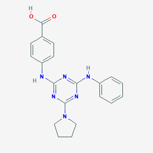 molecular formula C20H20N6O2 B313978 4-[(4-Anilino-6-pyrrolidin-1-yl-1,3,5-triazin-2-yl)amino]benzoic acid 