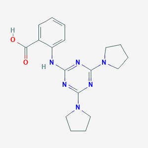 molecular formula C18H22N6O2 B313979 2-[(4,6-Dipyrrolidin-1-yl-1,3,5-triazin-2-yl)amino]benzoic acid 