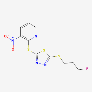molecular formula C10H9FN4O2S3 B3139792 2-({5-[(3-Fluoropropyl)sulfanyl]-1,3,4-thiadiazol-2-yl}sulfanyl)-3-nitropyridine CAS No. 477856-02-3