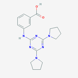 molecular formula C18H22N6O2 B313980 3-[(4,6-Dipyrrolidin-1-yl-1,3,5-triazin-2-yl)amino]benzoic acid 