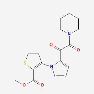 molecular formula C17H18N2O4S B3139856 3-[2-(2-氧代-2-哌啶基乙酰)-1H-吡咯-1-基]-2-噻吩甲酸甲酯 CAS No. 477857-74-2