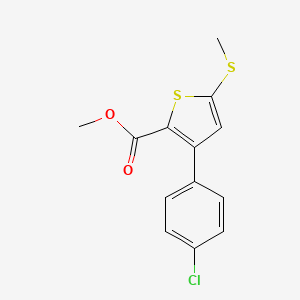 molecular formula C13H11ClO2S2 B3139874 Methyl 3-(4-chlorophenyl)-5-(methylsulfanyl)-2-thiophenecarboxylate CAS No. 477857-89-9
