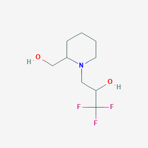molecular formula C9H16F3NO2 B3139879 1,1,1-Trifluoro-3-[2-(hydroxymethyl)piperidino]-2-propanol CAS No. 477858-38-1