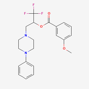2,2,2-Trifluoro-1-[(4-phenylpiperazino)methyl]ethyl 3-methoxybenzenecarboxylate