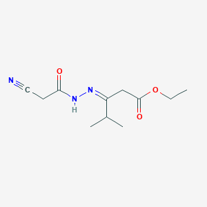 molecular formula C11H17N3O3 B3139981 ethyl (3Z)-3-[(2-cyanoacetyl)hydrazinylidene]-4-methylpentanoate CAS No. 477862-85-4