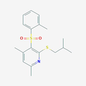 molecular formula C18H23NO2S2 B3140031 2-(Isobutylsulfanyl)-4,6-dimethyl-3-[(2-methylphenyl)sulfonyl]pyridine CAS No. 477864-70-3