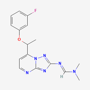 molecular formula C16H17FN6O B3140046 N'-{7-[1-(3-fluorophenoxy)ethyl][1,2,4]triazolo[1,5-a]pyrimidin-2-yl}-N,N-dimethyliminoformamide CAS No. 477865-41-1