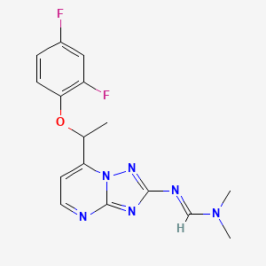 molecular formula C16H16F2N6O B3140048 N'-[7-[1-(2,4-二氟苯氧基)乙基]-[1,2,4]三唑并[1,5-a]嘧啶-2-基]-N,N-二甲基甲亚胺酰胺 CAS No. 477865-42-2
