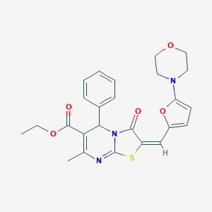 molecular formula C25H25N3O5S B314006 ethyl 7-methyl-2-{[5-(4-morpholinyl)-2-furyl]methylene}-3-oxo-5-phenyl-2,3-dihydro-5H-[1,3]thiazolo[3,2-a]pyrimidine-6-carboxylate 