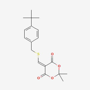 molecular formula C18H22O4S B3140077 5-(((4-(Tert-butyl)benzyl)sulfanyl)methylene)-2,2-dimethyl-1,3-dioxane-4,6-dione CAS No. 477866-46-9
