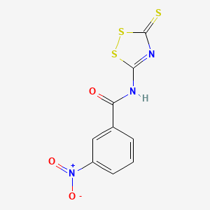 molecular formula C9H5N3O3S3 B3140086 3-nitro-N-(3-thioxo-3H-1,2,4-dithiazol-5-yl)benzenecarboxamide CAS No. 477866-95-8