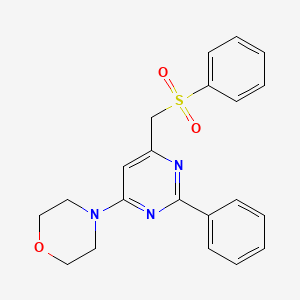 molecular formula C21H21N3O3S B3140090 (6-Morpholino-2-phenyl-4-pyrimidinyl)methyl phenyl sulfone CAS No. 477866-96-9