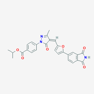 molecular formula C27H21N3O6 B314011 isopropyl 4-(4-{[5-(1,3-dioxo-2,3-dihydro-1H-isoindol-5-yl)-2-furyl]methylene}-3-methyl-5-oxo-4,5-dihydro-1H-pyrazol-1-yl)benzoate 