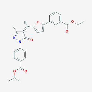 molecular formula C28H26N2O6 B314012 ethyl 3-[5-({1-[4-(isopropoxycarbonyl)phenyl]-3-methyl-5-oxo-1,5-dihydro-4H-pyrazol-4-ylidene}methyl)-2-furyl]benzoate 