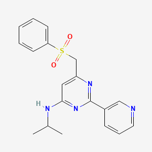molecular formula C19H20N4O2S B3140121 N-Isopropyl-6-((phenylsulfonyl)methyl)-2-(3-pyridinyl)-4-pyrimidinamine CAS No. 477867-21-3