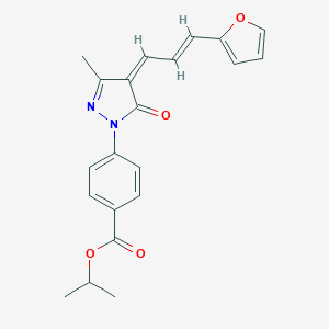 molecular formula C21H20N2O4 B314014 4-[4-[3-(2-Furanyl)prop-2-enylidene]-3-methyl-5-oxo-1-pyrazolyl]benzoic acid propan-2-yl ester 