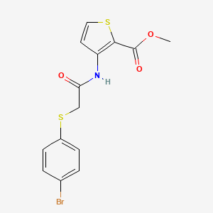 molecular formula C14H12BrNO3S2 B3140197 Methyl 3-({2-[(4-bromophenyl)sulfanyl]acetyl}amino)-2-thiophenecarboxylate CAS No. 477869-14-0