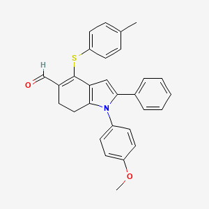 molecular formula C29H25NO2S B3140206 1-(4-methoxyphenyl)-4-[(4-methylphenyl)sulfanyl]-2-phenyl-6,7-dihydro-1H-indole-5-carbaldehyde CAS No. 477869-17-3