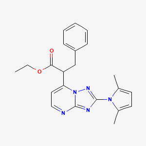 molecular formula C22H23N5O2 B3140222 ethyl 2-[2-(2,5-dimethyl-1H-pyrrol-1-yl)[1,2,4]triazolo[1,5-a]pyrimidin-7-yl]-3-phenylpropanoate CAS No. 477869-92-4