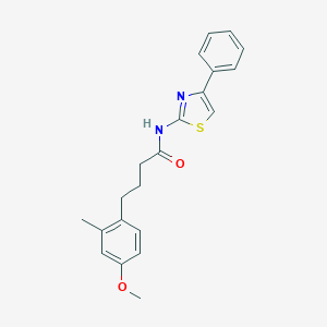 molecular formula C21H22N2O2S B314027 4-(4-methoxy-2-methylphenyl)-N-(4-phenyl-1,3-thiazol-2-yl)butanamide 