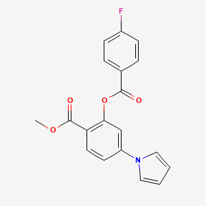 molecular formula C19H14FNO4 B3140274 methyl 2-[(4-fluorobenzoyl)oxy]-4-(1H-pyrrol-1-yl)benzenecarboxylate CAS No. 477871-55-9