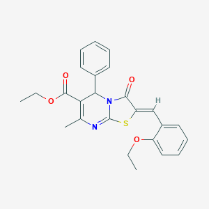molecular formula C25H24N2O4S B314031 ethyl 2-(2-ethoxybenzylidene)-7-methyl-3-oxo-5-phenyl-2,3-dihydro-5H-[1,3]thiazolo[3,2-a]pyrimidine-6-carboxylate 