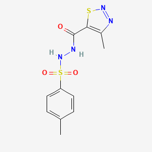 molecular formula C11H12N4O3S2 B3140322 4-methyl-N'-[(4-methyl-1,2,3-thiadiazol-5-yl)carbonyl]benzenesulfonohydrazide CAS No. 477872-09-6