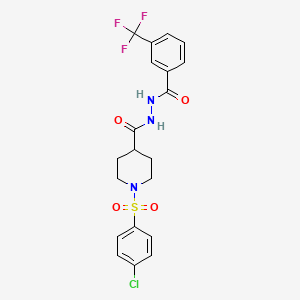 molecular formula C20H19ClF3N3O4S B3140333 N'-({1-[(4-chlorophenyl)sulfonyl]-4-piperidinyl}carbonyl)-3-(trifluoromethyl)benzenecarbohydrazide CAS No. 477872-86-9
