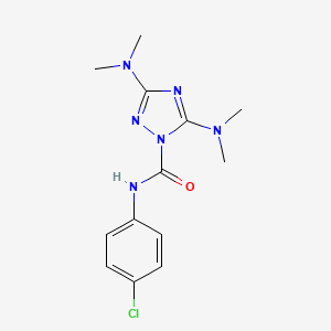 molecular formula C13H17ClN6O B3140341 N-(4-chlorophenyl)-3,5-bis(dimethylamino)-1H-1,2,4-triazole-1-carboxamide CAS No. 477873-10-2