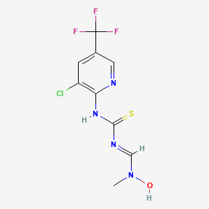 molecular formula C9H8ClF3N4OS B3140352 N-[3-chloro-5-(trifluoromethyl)-2-pyridinyl]-N'-{[hydroxy(methyl)amino]methylene}thiourea CAS No. 477885-62-4