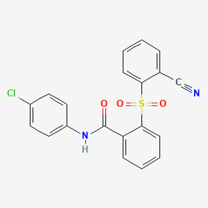 molecular formula C20H13ClN2O3S B3140370 N-(4-氯苯基)-2-((2-氰基苯基)磺酰基)苯甲酰胺 CAS No. 477885-80-6