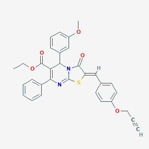 molecular formula C32H26N2O5S B314039 ethyl 5-(3-methoxyphenyl)-3-oxo-7-phenyl-2-[4-(2-propynyloxy)benzylidene]-2,3-dihydro-5H-[1,3]thiazolo[3,2-a]pyrimidine-6-carboxylate 