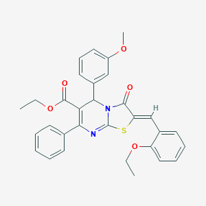molecular formula C31H28N2O5S B314040 ethyl 2-(2-ethoxybenzylidene)-5-(3-methoxyphenyl)-3-oxo-7-phenyl-2,3-dihydro-5H-[1,3]thiazolo[3,2-a]pyrimidine-6-carboxylate 