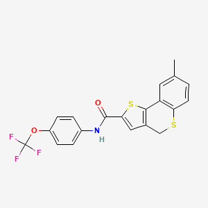 molecular formula C20H14F3NO2S2 B3140457 8-methyl-N-[4-(trifluoromethoxy)phenyl]-4H-thieno[3,2-c]thiochromene-2-carboxamide CAS No. 477887-29-9