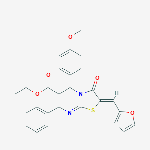 molecular formula C28H24N2O5S B314046 ethyl 5-(4-ethoxyphenyl)-2-(2-furylmethylene)-3-oxo-7-phenyl-2,3-dihydro-5H-[1,3]thiazolo[3,2-a]pyrimidine-6-carboxylate 